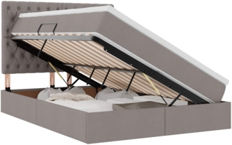 vidaXL Bett mit LED-Lichtleisten mit Kopfteil Taupe 140 x 190 cm Stoff 3372480