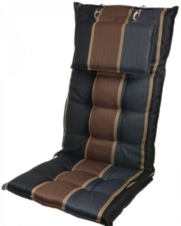 Sun Garden Hochlehnerauflage Hochlehner Monte 20536-800 schwarz-grau-braun 120x50x8 cm Sun Garden, (1 St), Halteband verstellbar mit Bindebändern
