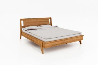 Bett Jetro 2 Sonderlänge 160x190 Wildeiche massiv Holzkopfteil und Holzbeine