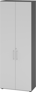 bümö Aktenschrank abschließbar, Büroschrank Holz 80cm breit in Graphit/Grau - abschließbarer Schrank mit Aktenregal für's Büro & Arbeitszimmer, Büro Möbel Ordnerschrank mit Schloss, 968T6-G-5-BS