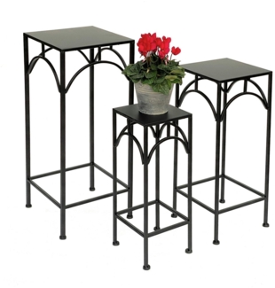 DanDiBo Blumenhocker Metall Schwarz Eckig 50 - 70 cm Blumenständer 96132 3er Set Beistelltisch Blumensäule Modern Pflanzenständer Pflanzenhocker