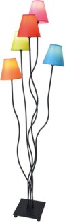 näve Stehlampe Colori, ohne Leuchtmittel, 5flg. bunte Textilschirme orange, grün, pink, blau und rot Höhe 156cm