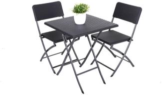 3tlg. Balkon Set Garten Tisch Stuhl Klapptisch Klappstuhl Stühle Rattan Optik