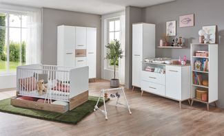 Babyzimmer Fehmarn 8 teiliges Kinderzimmer Komplett Set in Weiß und Viking- Oak