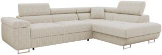 Ecksofa Torezio Cord (Farbe: Poso 100, Seite: Rechts)