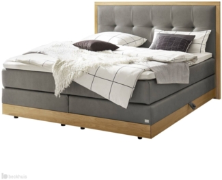 Alba Boxspringbett grau Eiche Massivholz 206cm x 188cm x 125cm