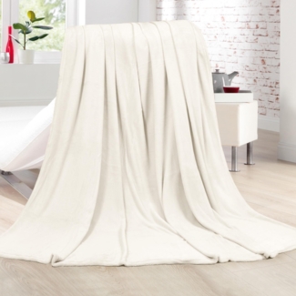 Kuscheldecke Cashmere Touch 150x200cm ( Off White ) Flauschige Wohndecke für Sofa, Couch und Bett, Tagesdecke OEKO-TEX - Sofaüberwurf