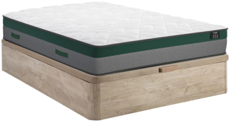 Vente-unique - Set aus Bettgestell mit Bettkasten + Taschenfederkernmatratze - 160 x 200 cm - Stärke 22 cm - Holzfarben hell - PRESTIGE von YSMÉE