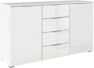rauch Kombikommode Sideboard Kombikommode Schubladenkommode AGORDO mit Glasfront (in zwei Griff-Farben, Breite 120 cm), vier große Schubladen, mit insgesamt 4 Einlegeböden MADE IN GERMANY