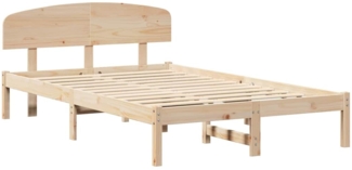 vidaXL Bettgestell mit Kopfteil Braun 140 x 190 cm Massivholz Kiefer 872068