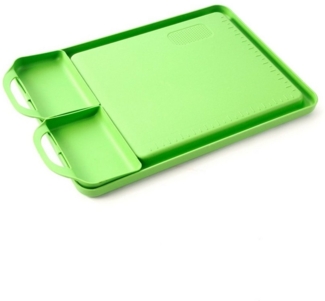 HAC24 Schneidebrett Küchenbrett 42 x 28 cm Grün Brettchen Hackbrett, PP/Weizenhalme, (1-St), mit Saftrille & Auffangschalen