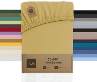 Jersey Spannbettlaken gold 70x140 cm Höhe bis 10 cm