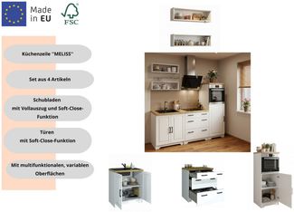 Home affaire Küchenzeile Meliss, aus massiver Kiefer, mit Soft-Close-Funktion, 5-teiliges Set