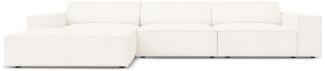 Micadoni 4-Sitzer Boucle Ecke links Sofa Jodie | Bezug Beige | Beinfarbe Black Plastic