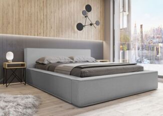Polsterbett Doppelbett OMAHA 180x200cm in Stoff Now or Never Grau