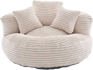 LVHOM XXL Sitzsack Cord mit 3 Kissen, Lazy Sofa Kuschelig & Atmungsaktiv, Memory Foam Split, 108x108x52cm