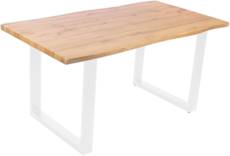 Esstisch Baumkante Holz-Optik Wildeiche 160 x 85 U-Gestell weiß JOSY 142463988