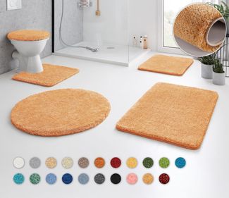 Kleine Wolke Badematte RELAX, Höhe 30 mm, rutschhemmend beschichtet, fußbodenheizungsgeeignet, Polyacryl, quadratisch, 2er-Set 50x50 cm / 55x85 cm, Badteppich, Uni Farben, rechteckig, rund & als Set erhältlich