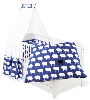 Pinolino Textile Ausstattung für Kinderbetten 'Happy Sheep', blau, 4-tlg.