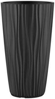 Engelland Blumentopf Pflanztopf mit herausnehmbarem Einsatz & Bewässerungssystem (1 St, robuster PP-Kunststoff), Wasserspeicher, Rillenoptik, hoch, rund, modern, UV-resistent