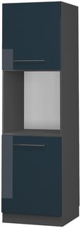 Herdumbauschrank Fame-Line Dunkelblau Hochglanz 60 cm offen Vicco