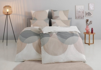 BIERBAUM Bettwäsche Carla in Gr. 135x200 oder 155x220 cm, Feinbiber, 2 teilig, Bettwäsche aus Baumwolle, geometrische Bettwäsche mit Reißverschluss