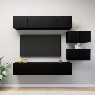 vidaXL 6-tlg. TV-Schrank-Set Schwarz Spanplatte [3078831]