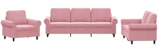 vidaXL 3-tlg. Sofagarnitur mit Kissen Rosa Samt 3202173