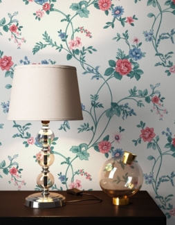 Newroom Vliestapete, Weiß Tapete Landhaus Blumen - Blumentapete Blau Rot Romantisch Floral Blüten Wiese für Wohnzimmer Schlafzimmer Büro