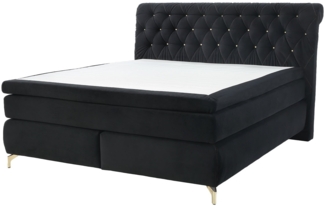 Boxspringbett Saragossa Mix / Sancara Mix , Polyester, Stoff , Schwarz , 192 x 128 x 230 cm