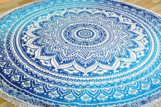 Guru-Shop Tagesdecke Rundes indisches Mandala Tuch, Boho Tagesdecke,..