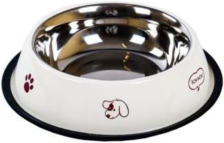 Buri Fressnapf, Edelstahl, Beige / Bordeauxrot, Ø 17,0 cm