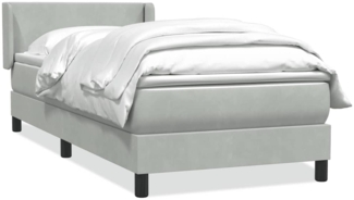 vidaXL Boxspringbett mit Matratze Hellgrau 80x220 cm Samt 3317967