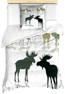 Abakuhaus Bettwäsche Milbensicher Allergiker geeignet mit Kissenbezug, Microfaser, Geweih Elk-Rotwild-Kitz Wald