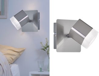 2er SET LED Wand- & Deckenstrahler Silber matt, Breite 10cm