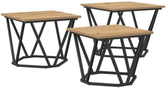 Couchtisch, Sofatisch 3 pcs Artisan-Eiche Ingenieure Holz und Stahl