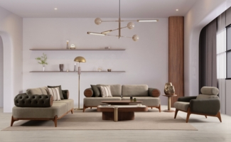 Sitzgruppe/Sofa Set - Wohnzimmergarnitur "Nova" 3+3+1-Grün