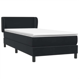 vidaXL Boxspringbett mit Matratze Schwarz 90x210 cm Samt 3317345