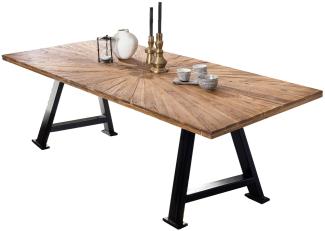 Tisch Tables & Co. Recyceltes Teak und Metall 240 x 100 x 78cm Natur und Schwarz