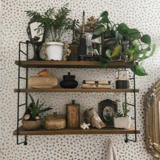 Holz Lichter Wandregal Wandregal verstellbar rustikal, Hängeregal, Schweberegal, Wandboard, verschiedene Farben, Höhenverstellbare Ablagen, Holz-Metall-Design, vielseitig einsetzbar