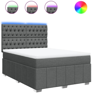 vidaXL Boxspringbett mit Matratze Dunkelgrau 160x200 cm Stoff 3294027