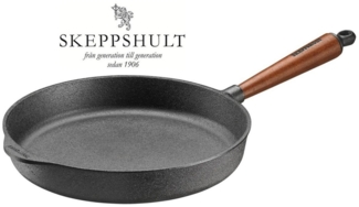 Skeppshult Bratpfanne Skeppshult Gusseisen Servierpfanne Ø 28 cm, H. 5,5 cm mit Walnussgriff