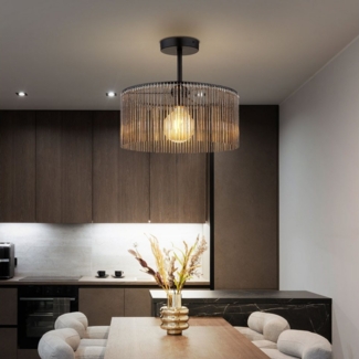 NOWA LED Deckenleuchte, Leuchtmittel inklusive, Warmweiß, Deckenlampe Deckenleuchte Wohnzimmerlampe Stäbe rauchfarben LED D 35cm