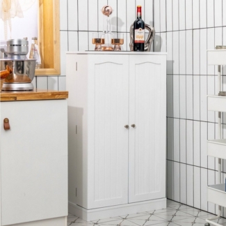 COSTWAY Mehrzweckschrank Vorratsschrank Aufbewahrungsschrank mit 6 verstellbaren Einlegeböden Küchenschrank für Esszimmer, Wohnzimmer weiß