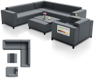 Juskys Premium Gartenmöbel Lounge Sorano mit Stoff - Designer Set aus Sofa, Sessel & Hocker - wetterfest - Terrasse & Garten - Gartenlounge Anthrazit