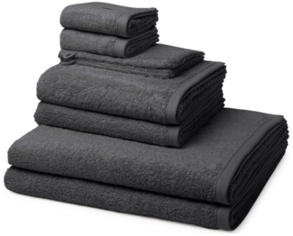 Ross Vita 8 tlg. Frottier-Set - 2 X Handtuch (50 X 100cm), 2 X Duschtuch (70 X 140cm), 2 X Gästetuch (30 X 50cm), 2 X Waschhandschuh (16 X 22cm) - 520 g/m2 - Graphit
