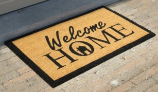 oKu-Tex Fußmatte Raja+ Kokosmatte mit Aufdruck, verschiedene Motive, Türvorleger Kokos, mit Spruch, Home, Welcome, Innenbereich