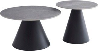 HELA Couchtisch DUSTIN (Set, 2-St), 2er Set Couchtisch, rund, Sintered Stone, Gestell kegelförmig