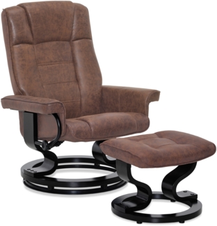 M MCombo Relaxsessel mit Hocker, 360° Drehbarer Fernsehsessel mit Liegefunktion, bis 120 Kg Belastbarer TV-Sessel, Moderner Ruhesessel für Wohnzimmer, 9019 (Braun-Mikrofaser)