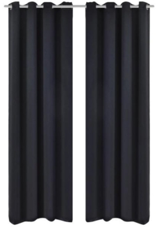 Verdunkelungs-Vorhänge mit Metallringen 135 x 245 cm Schwarz blackout 130369